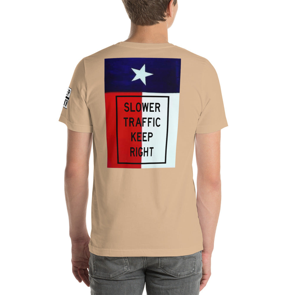 SLOWER TRAFFIC KEEP RIGHT TX FLAG